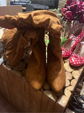 Women's Slouchy Ankle Booties in Tan Suede